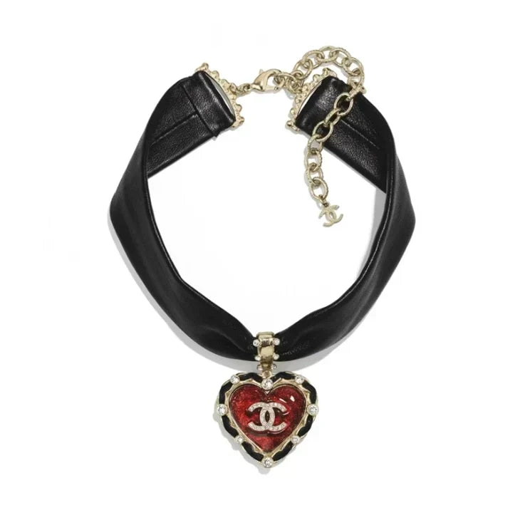 Chanel 2021 Leather Choker 18K Gold Necklace