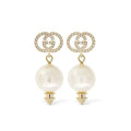 Gucci Double Pearl Pendant 18K Gold Earrings