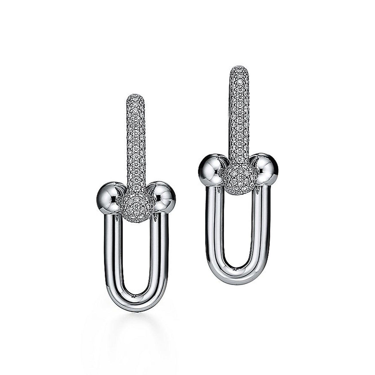Tiffany HardWear Large Link Diamonds 18K Gold Earrings
