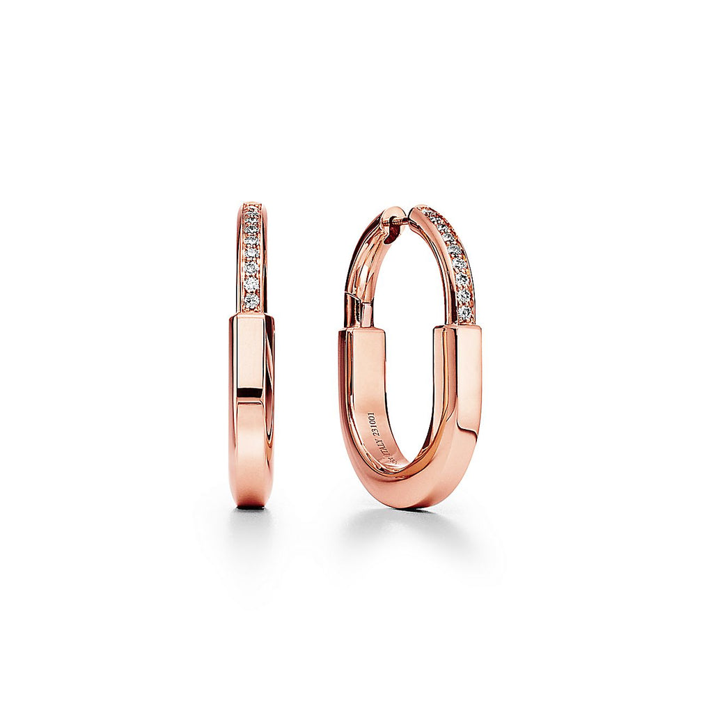 Tiffany Lock Diamonds Medium 18K Gold Earrings
