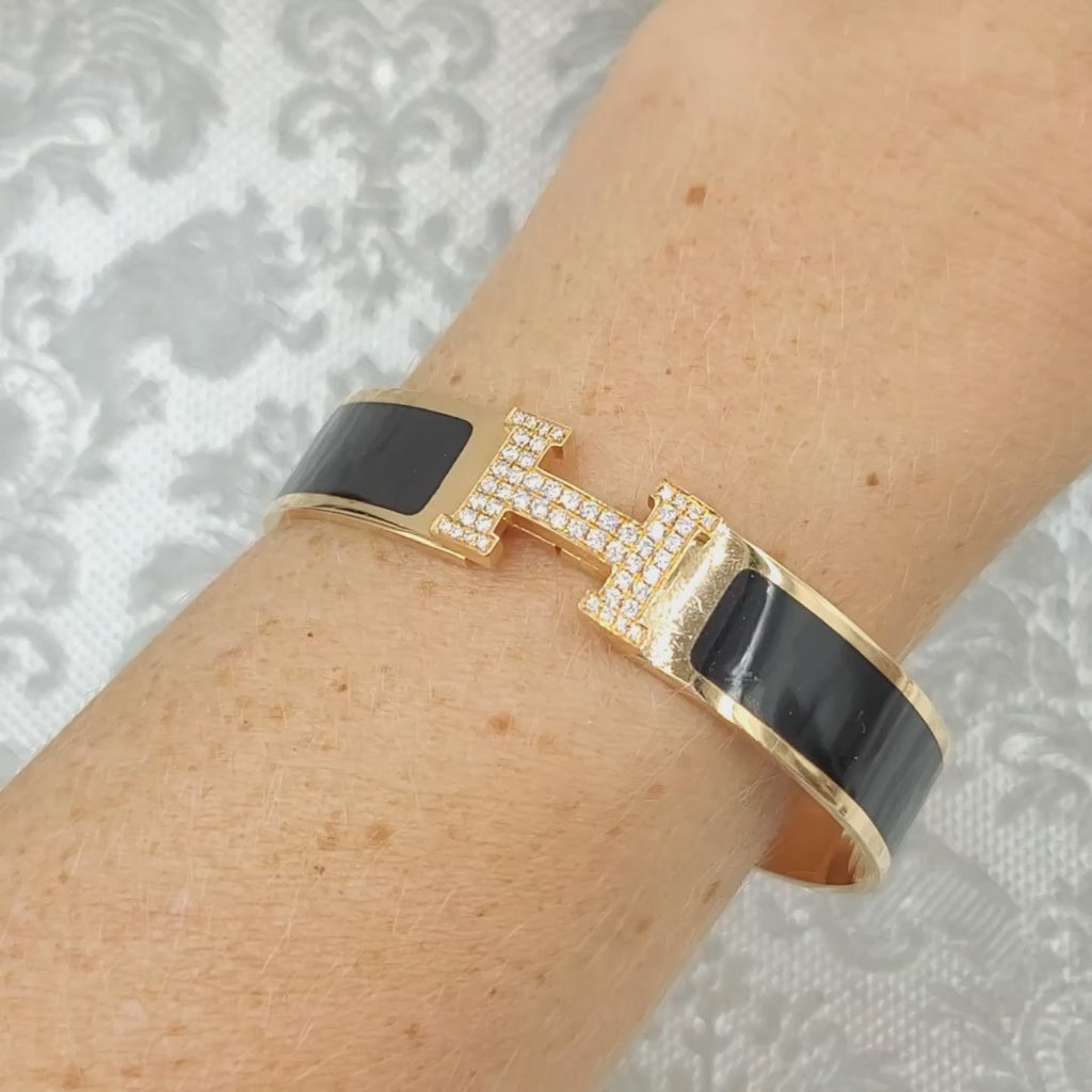 Hermes Clic Diamond 18K Gold Bracelet