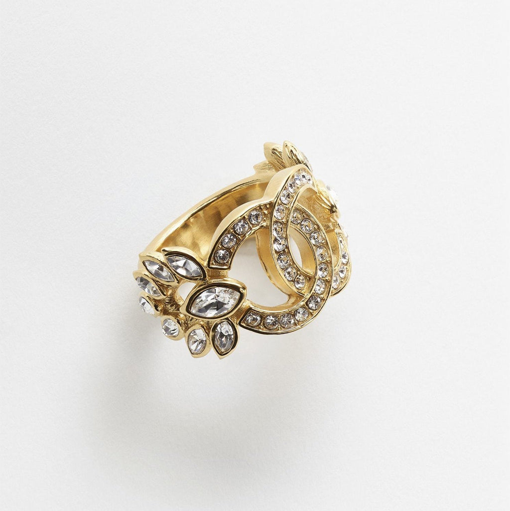 Chanel Flower Crystals 18K Gold Ring