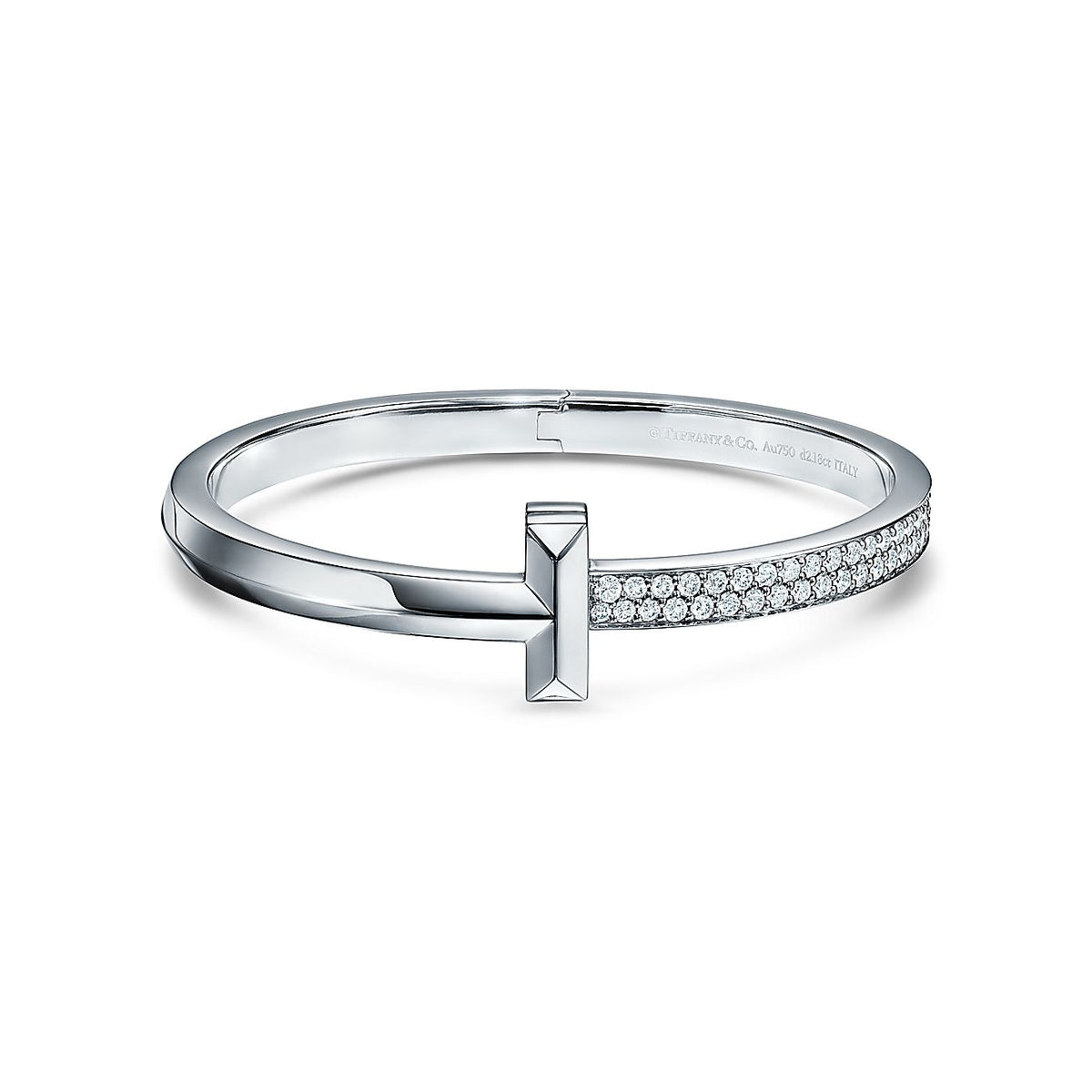 T1 Wide Diamond Hinged 18K Gold Bracelet