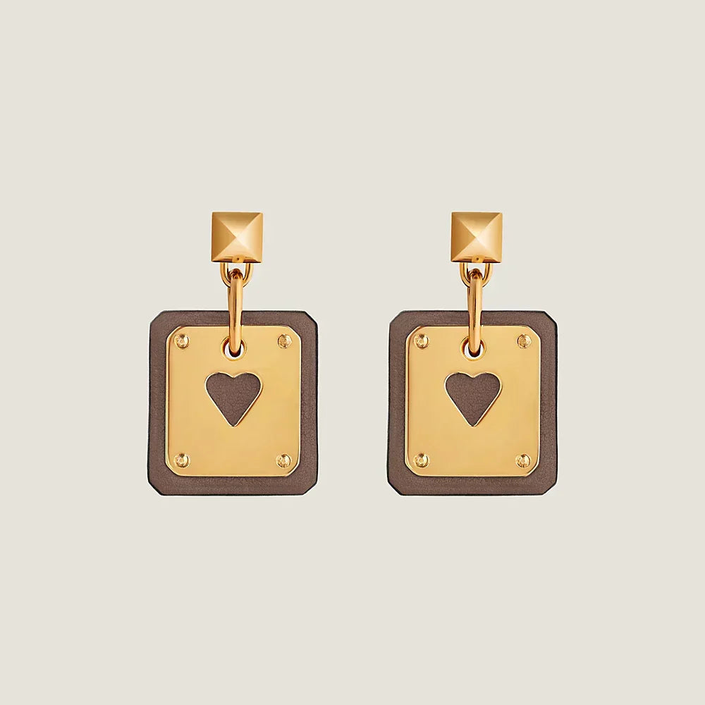Hermes As De Celine Brown 18K Gold Earrings