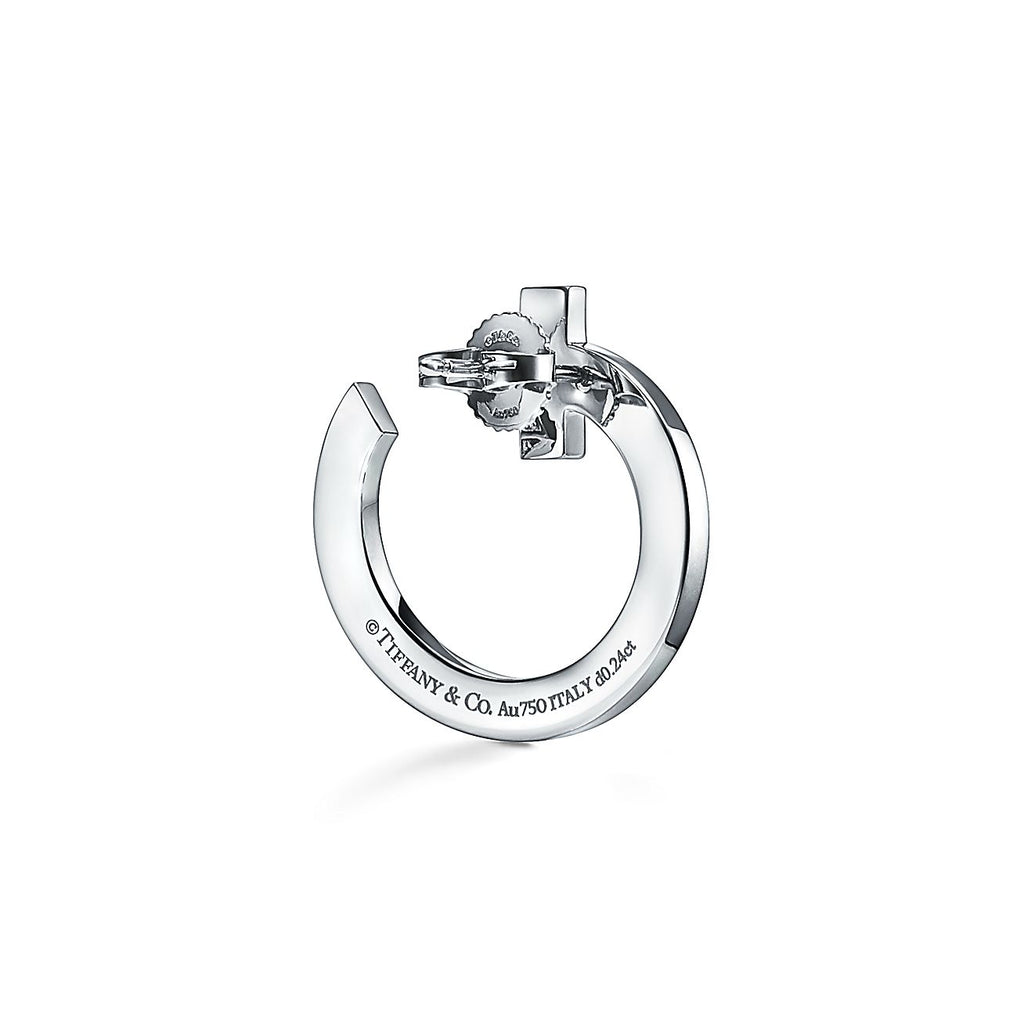 Tiffany T1 Open Hoop 18K White Gold Earrings