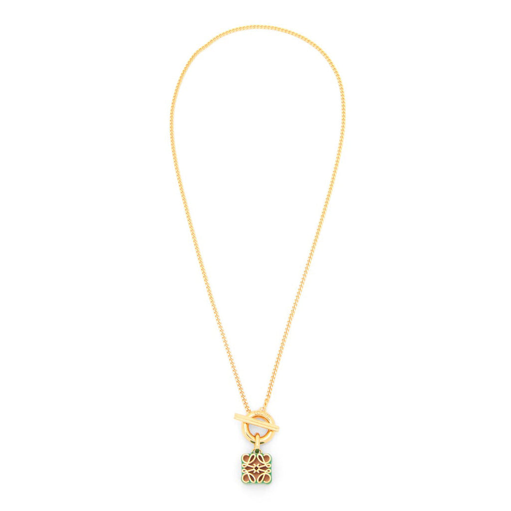 LOEWE Anagram Pendant 18K Gold Necklace