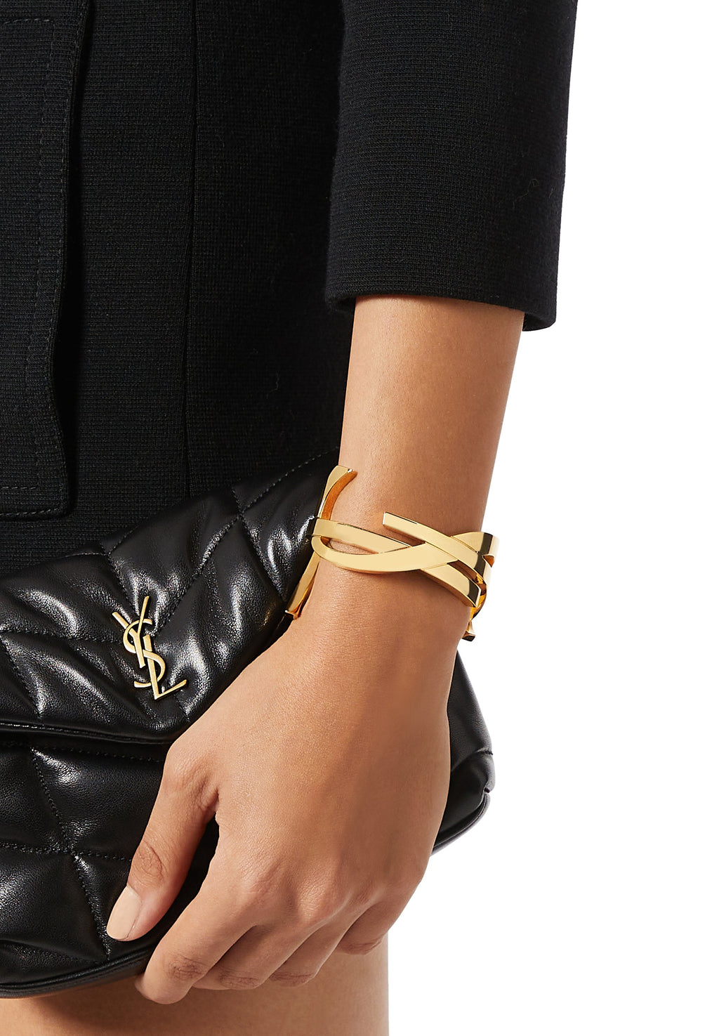 YSL Monogram Cuff 18K Gold Bracelet