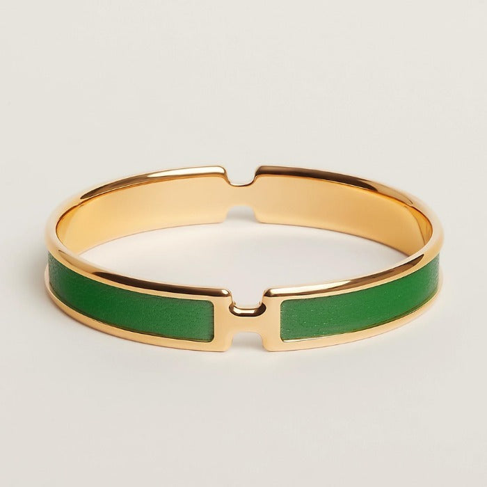 Hermes Olympe Green 18K Gold Bracelet