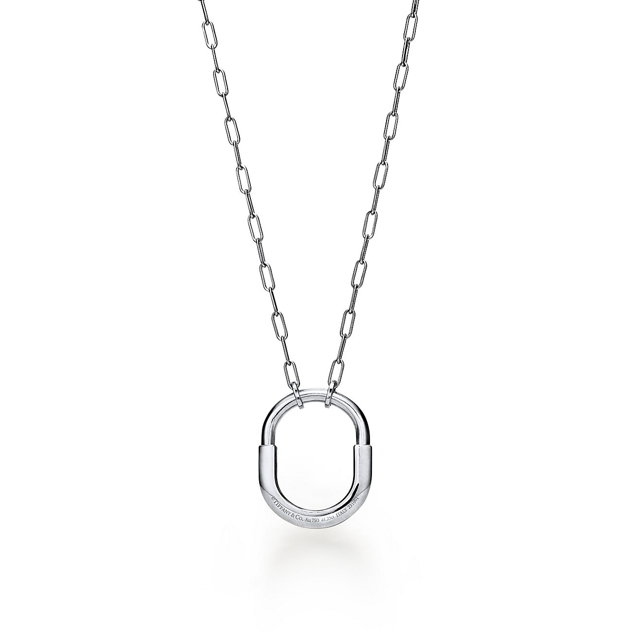 Tiffany Lock Pendant Pave Diamonds 18K Gold Necklace