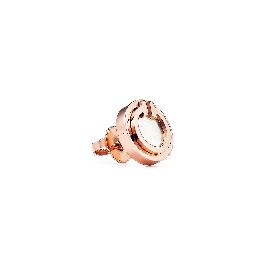 Tiffany Mother-Of-Pearl Circle 18K Gold Earrings