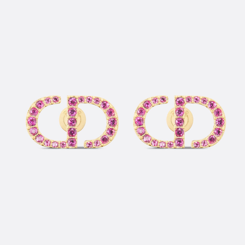 Dior Petit Stud Fuchsia Crystals 18K Gold Earrings
