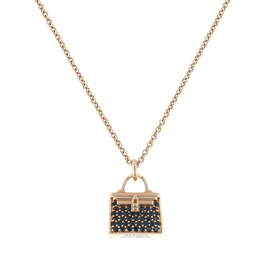 Hermes Amulettes Kelly Black Diamonds 18K Gold Necklace