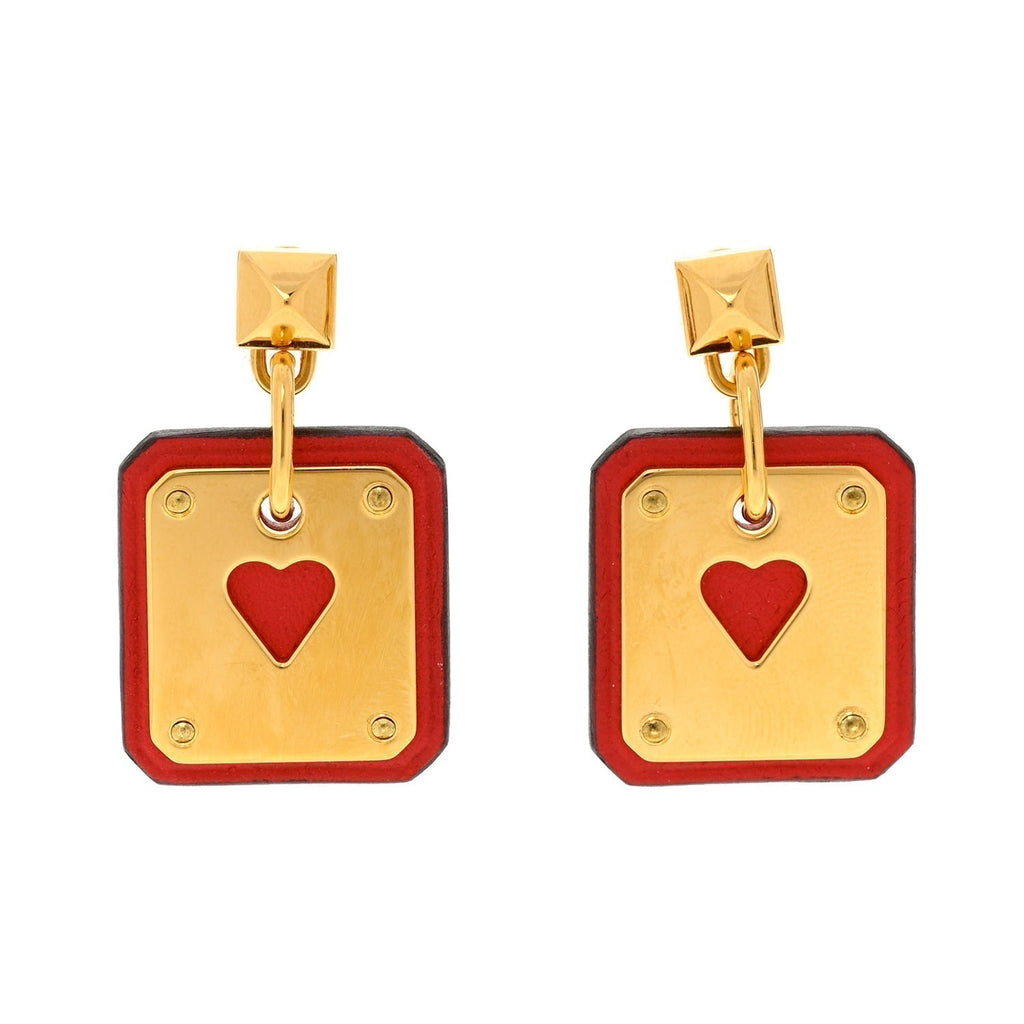 Hermes As De Celine Red 18K Gold Earrings