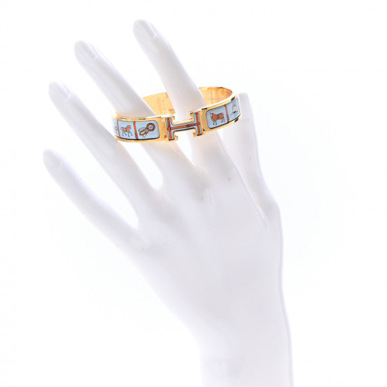 Hermes Clic Couvertures Blue 18K Gold Bracelet