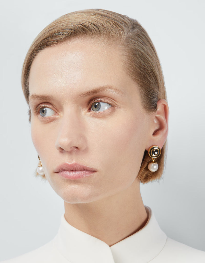 Gucci Double Blondie Pendant 18K Gold Earrings