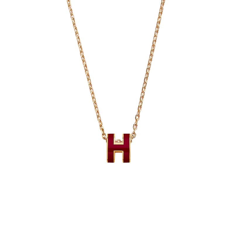 Hermes Mini Pop Red 18K Gold Necklace