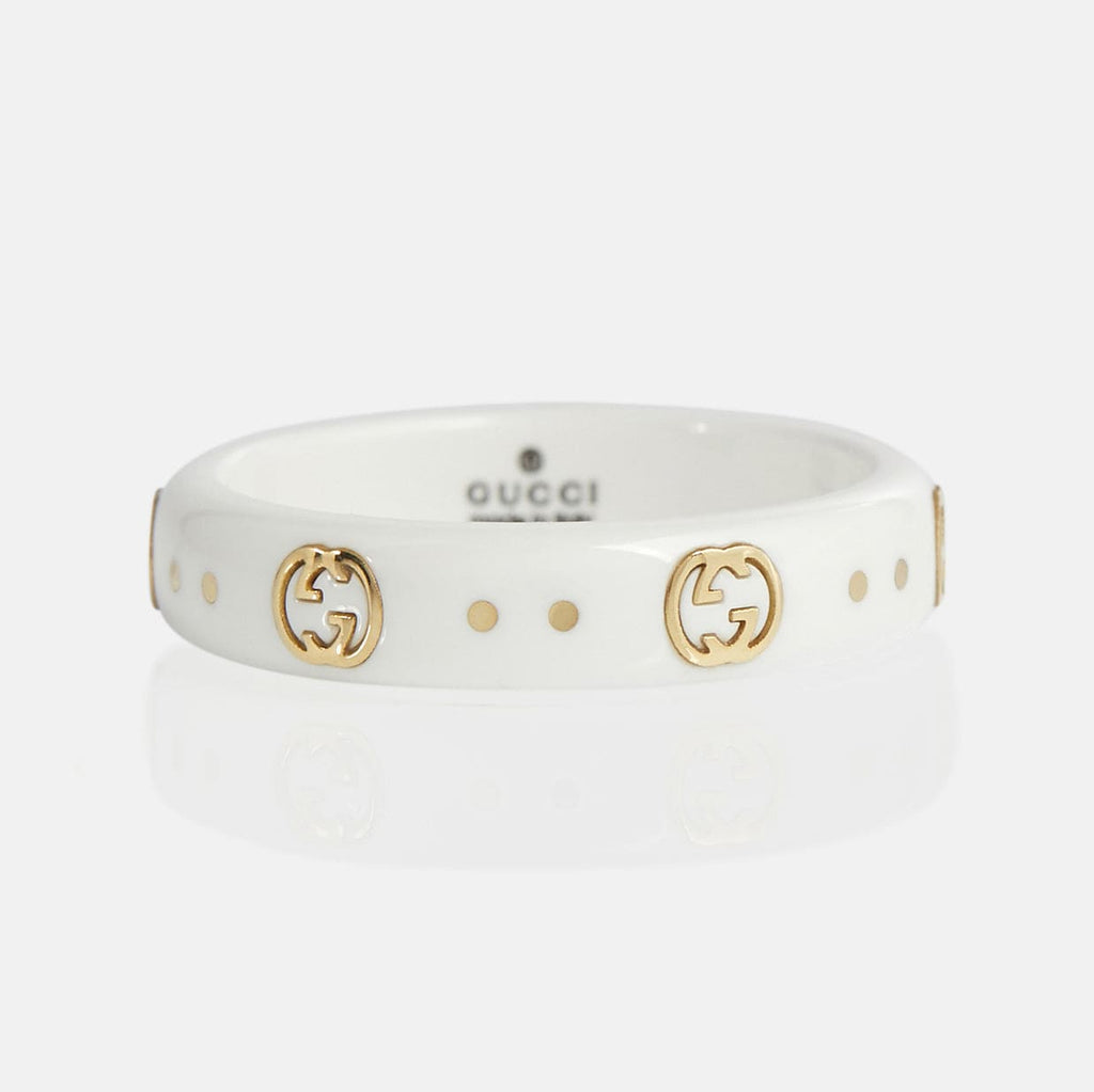 Gucci Double Icon White Zirconia 18K Gold Ring