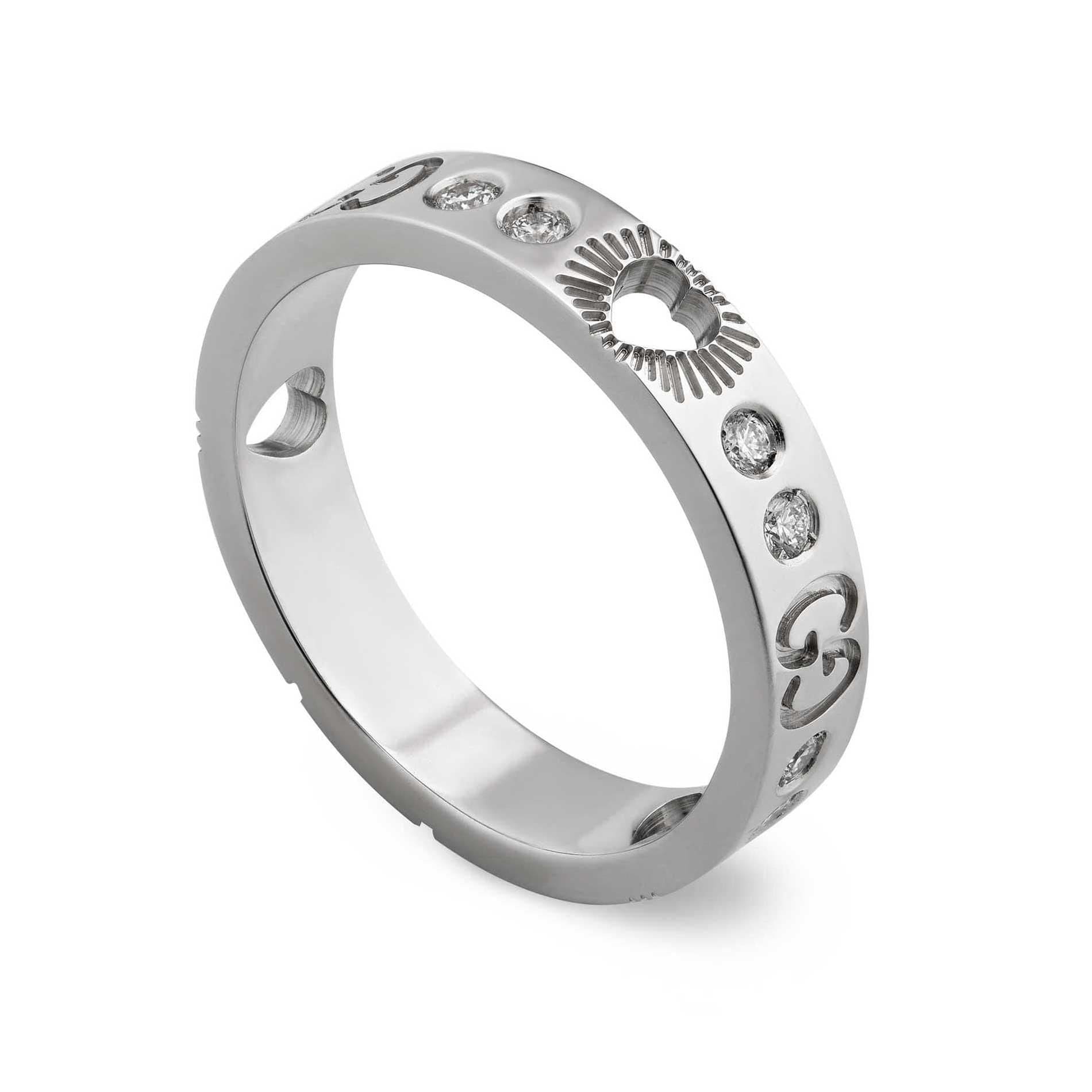 Gucci Double Icon Diamonds 18K White Gold Ring