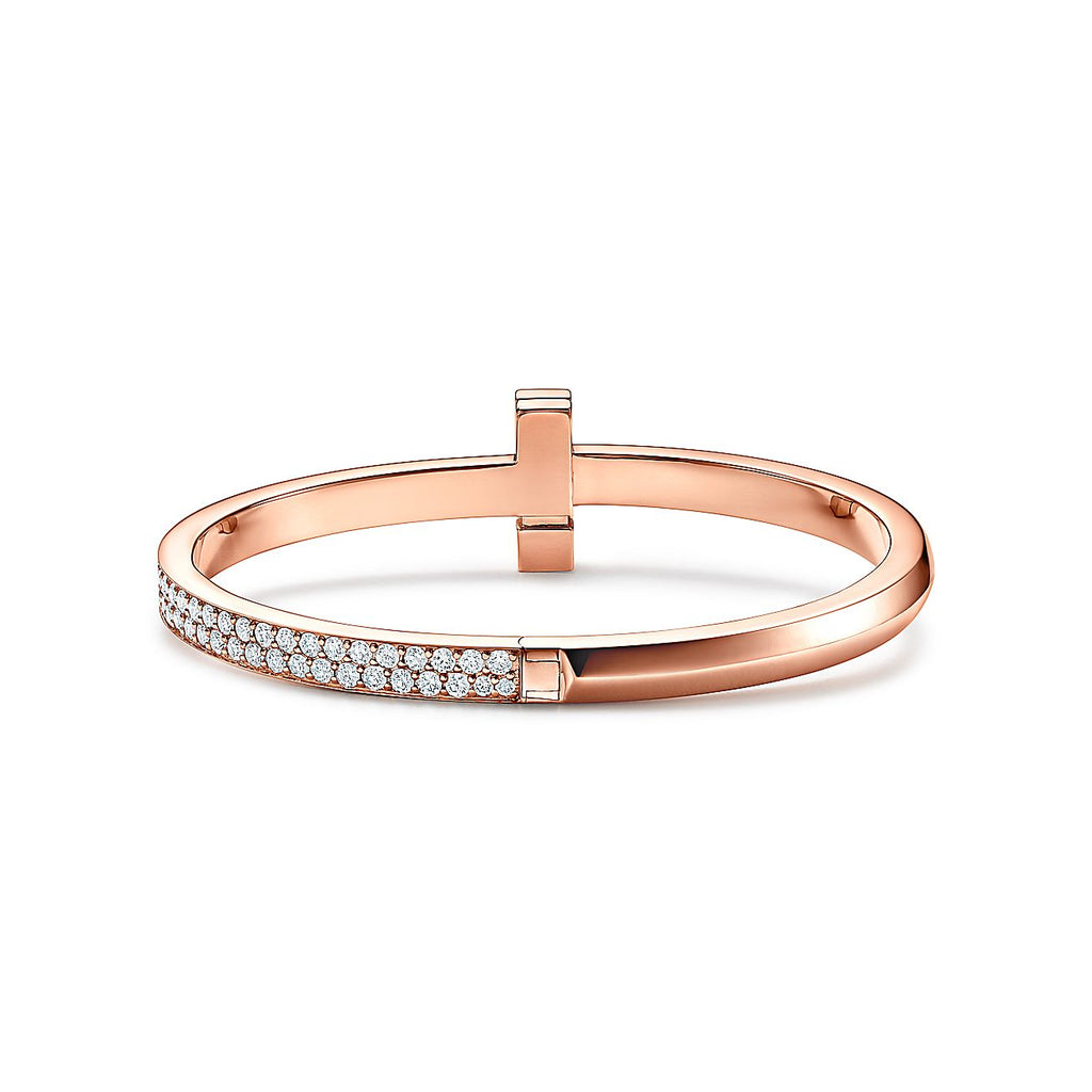 T1 Wide Diamond Hinged 18K Gold Bracelet