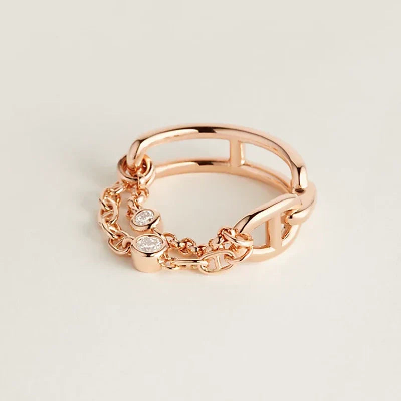 Hermes Chaine D'Ancre Chaos 18K Gold Ring