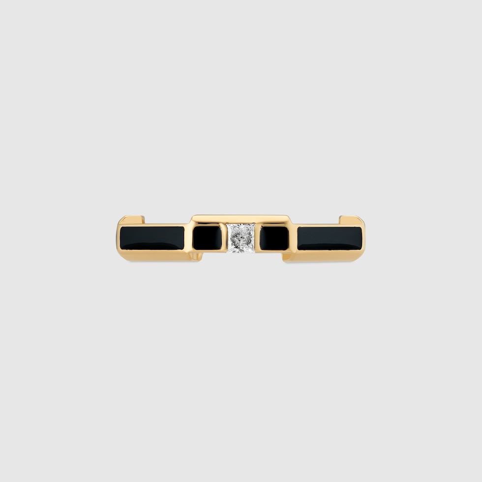 Gucci Double Link To Love Enamel And Diamond 18K Gold Ring