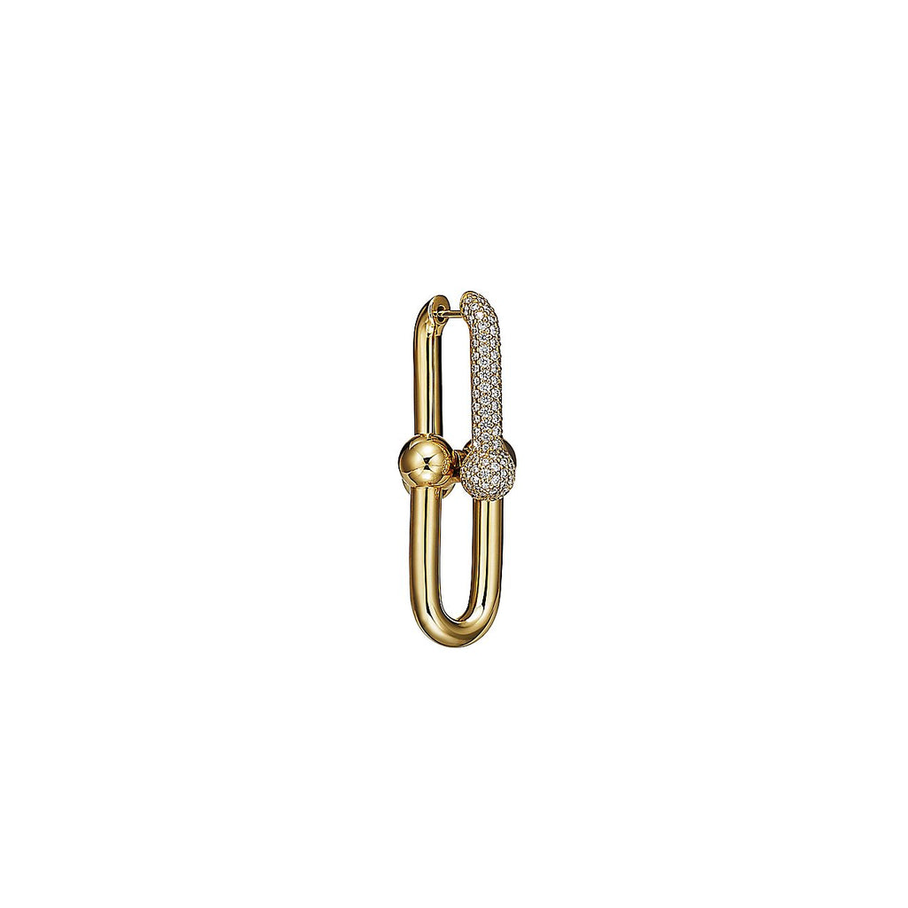 Tiffany HardWear Large Link Diamonds 18K Gold Earrings