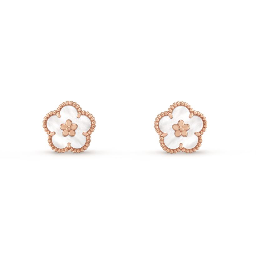 Lucky Spring Plum Blossom 18K Gold Earrings