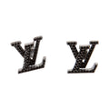 Louis Vuitton Iconic Black Crystal Stud 18K Gold Earrings