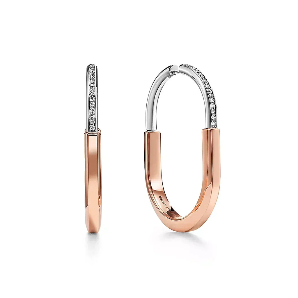 Tiffany Lock Diamond 18K Gold Earrings