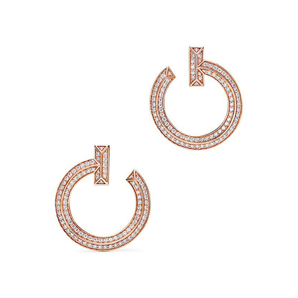 Tiffany T1 Open Hoop 18K Rose Gold Earrings