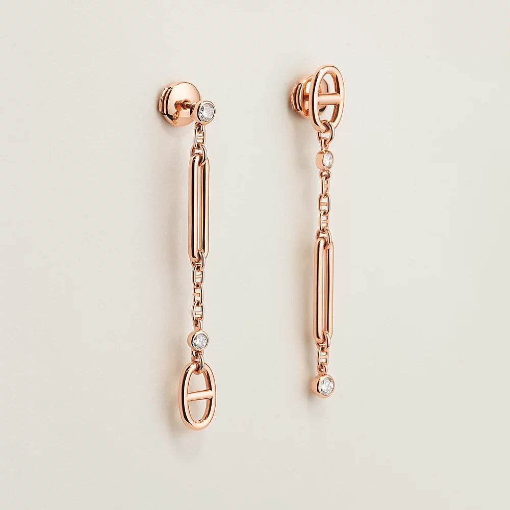 Hermes Chaine D'ancre Chaos 18K Gold Earrings