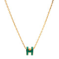 Hermes Mini Pop Green 18K Gold Necklace