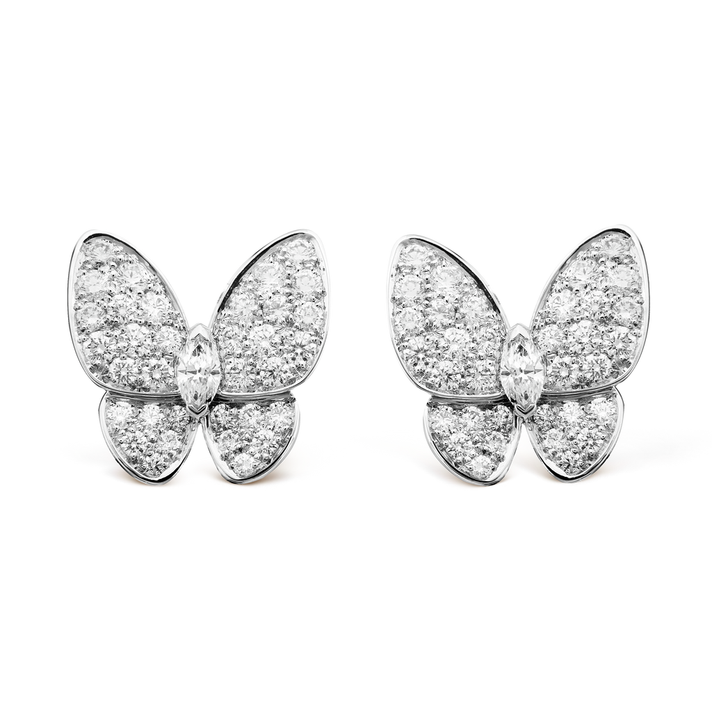 Two Butterfly Diamonds 18K Gold Earrings