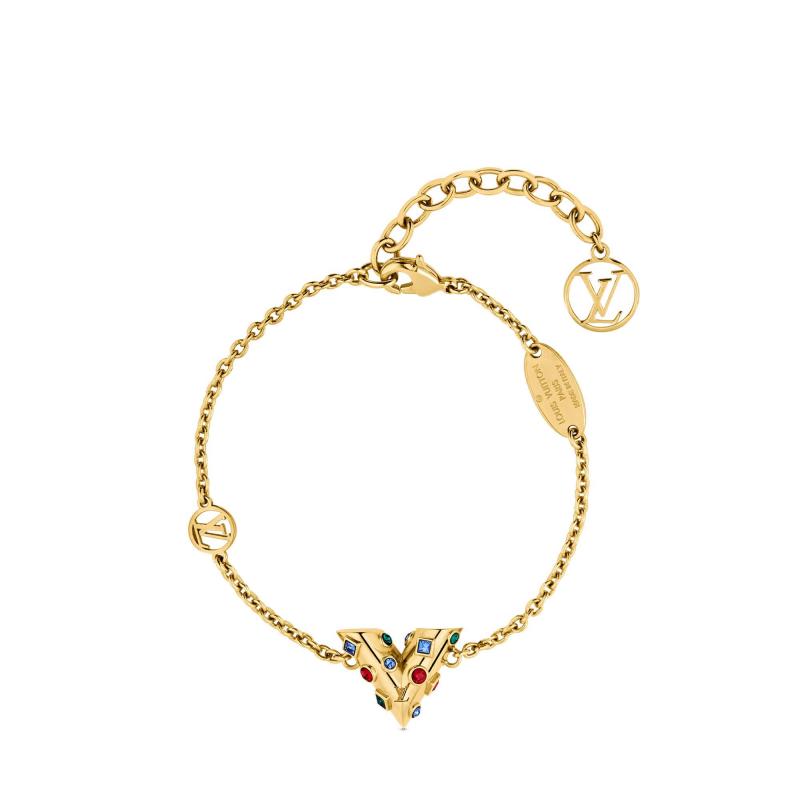 Louis Vuitton Essential V Plan ̈ ̈te 18K Gold Bracelet