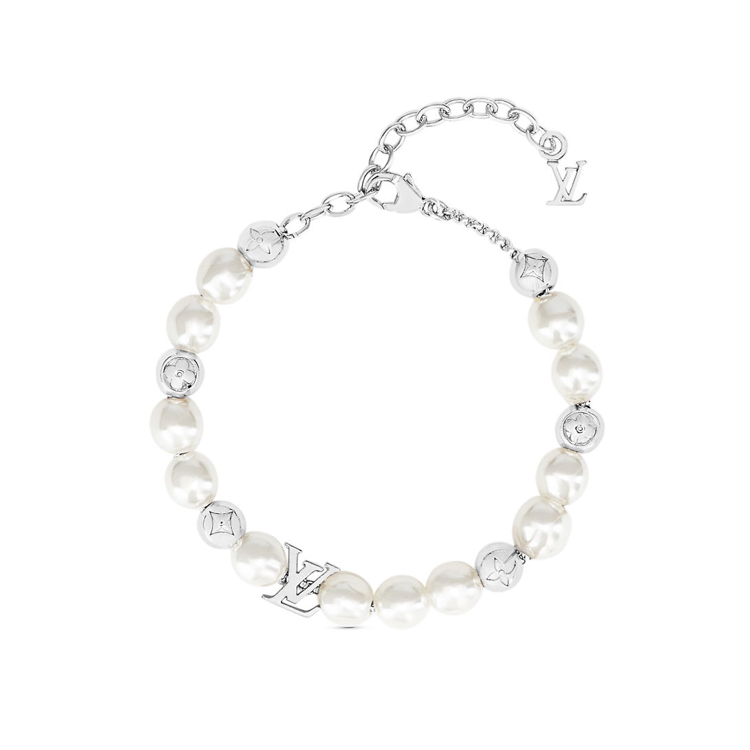Louis Vuitton Monogram White Pearls 18K Gold Bracelet