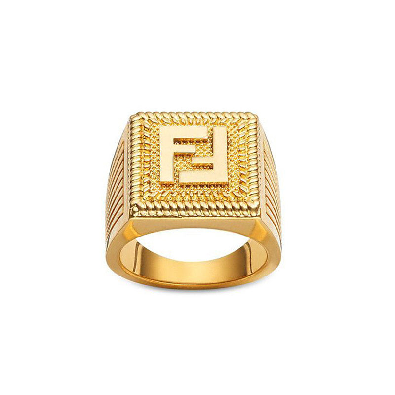 FF Guillochet 18K Gold Ring