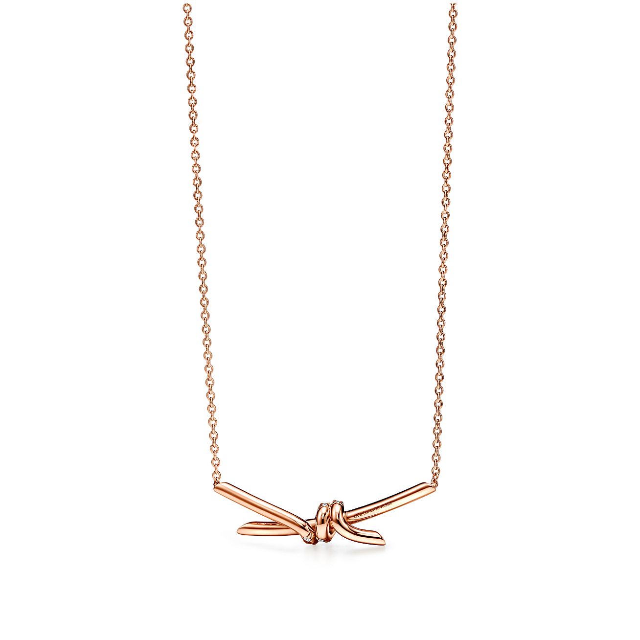 Tiffany Knot Pendant Diamond 18K Gold Necklace