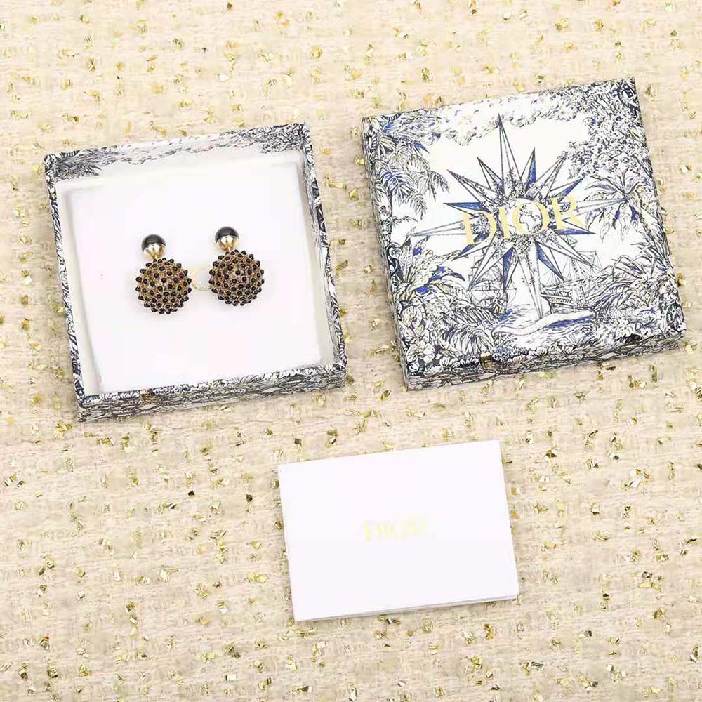 Dior Tribales Black Stone-Effect Resin Pearls 18K Gold Earrings