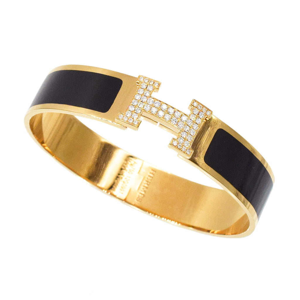 Hermes Clic Diamond 18K Gold Bracelet