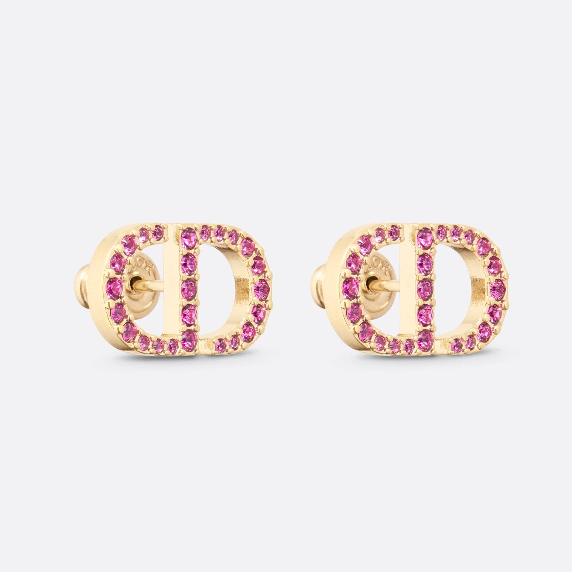 Dior Petit Stud Fuchsia Crystals 18K Gold Earrings