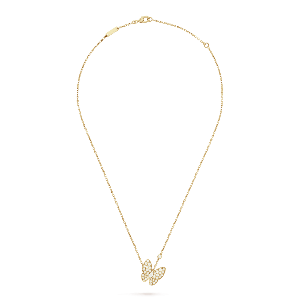 Two Butterfly 18K Gold Necklace