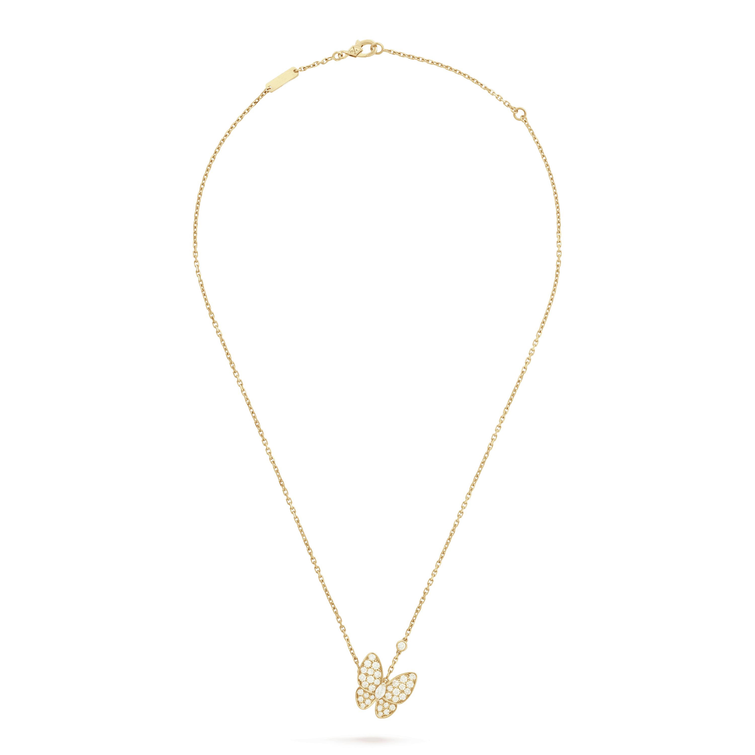 Two Butterfly 18K Gold Necklace