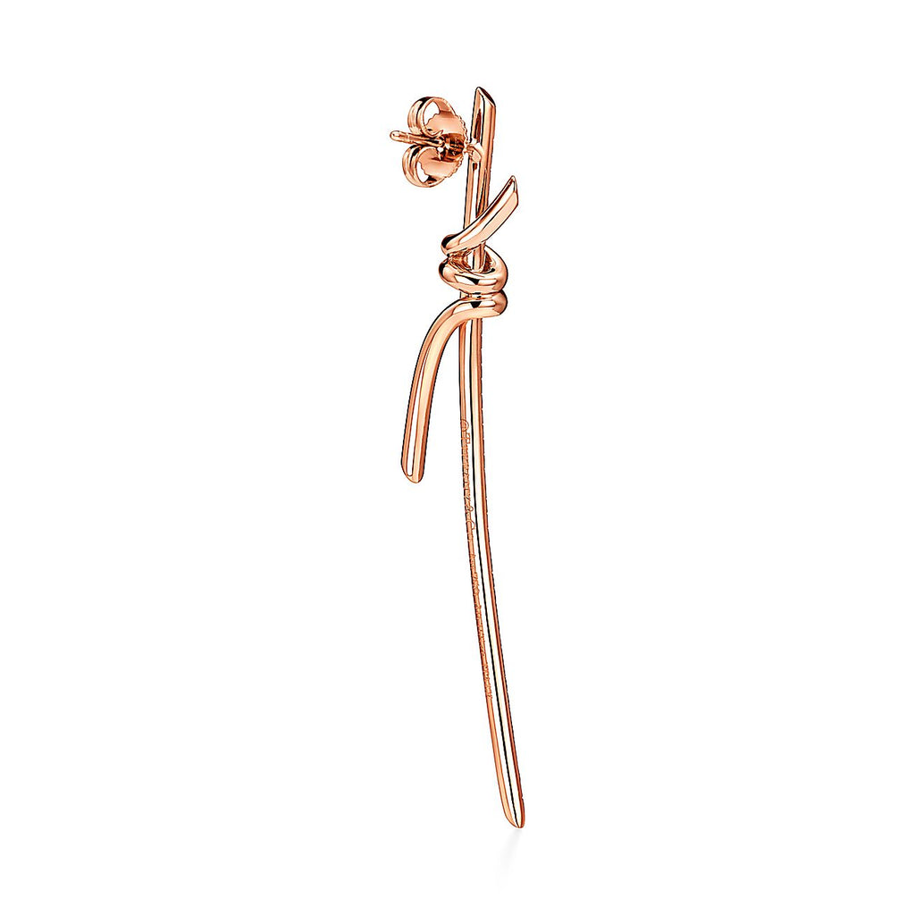 Tiffany Knot Drop Diamonds 18K Gold Earrings