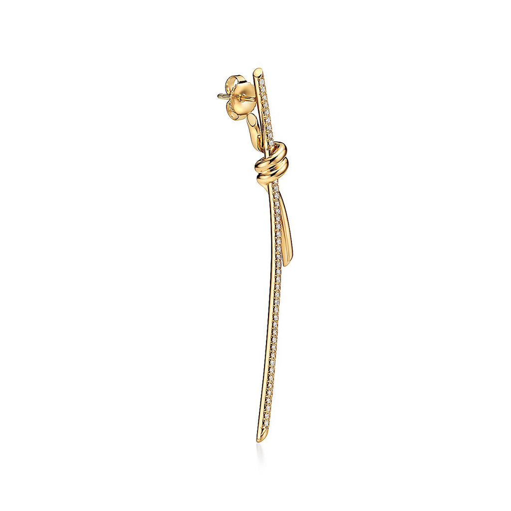 Tiffany Knot Drop Diamonds 18K Gold Earrings