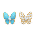Two Butterfly Turquoise 18K Gold Earrings