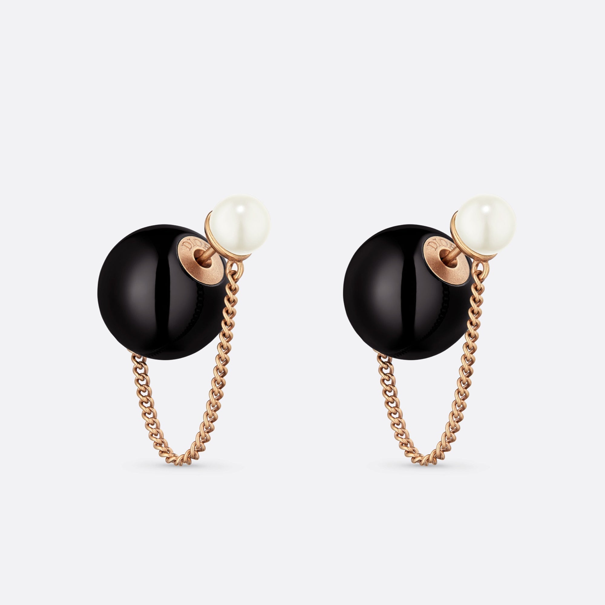 Dior Tribales Black Resin Pearl 18K Gold Earrings
