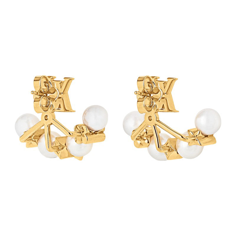 Louis Vuitton Monogram Pearls 18K Gold Earrings
