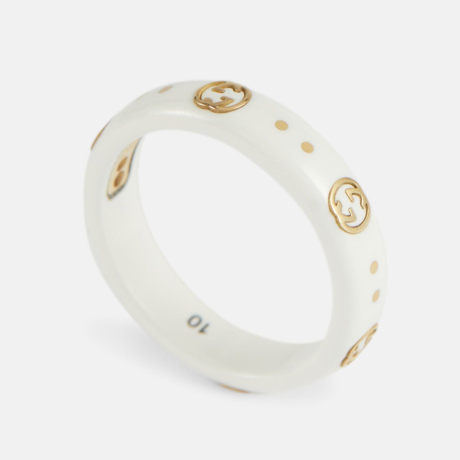 Gucci Double Icon White Zirconia 18K Gold Ring