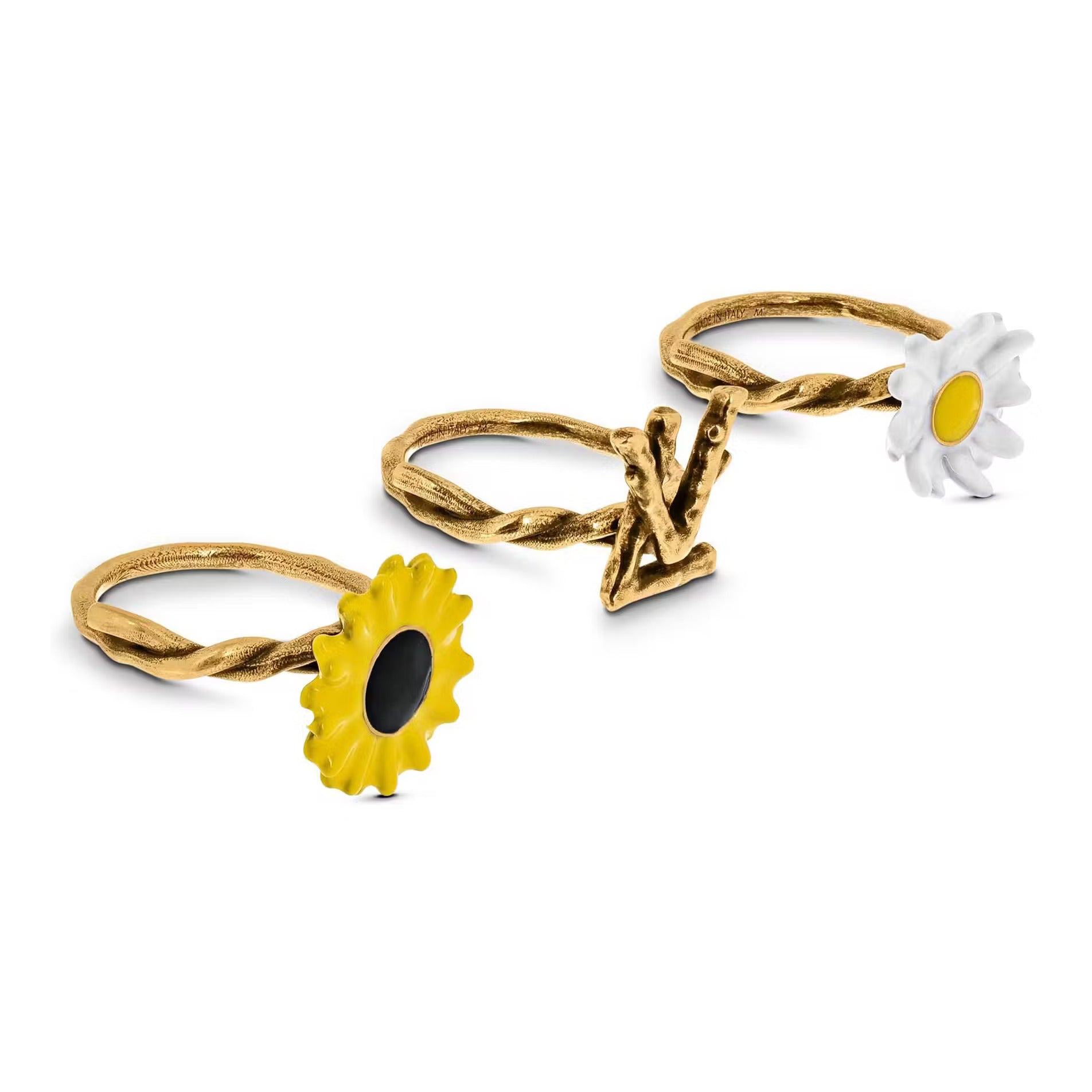 Louis Vuitton Gardening Set of Three 18K Gold Ring