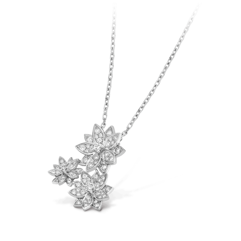 Three Flowers Lotus 18K Gold Necklace